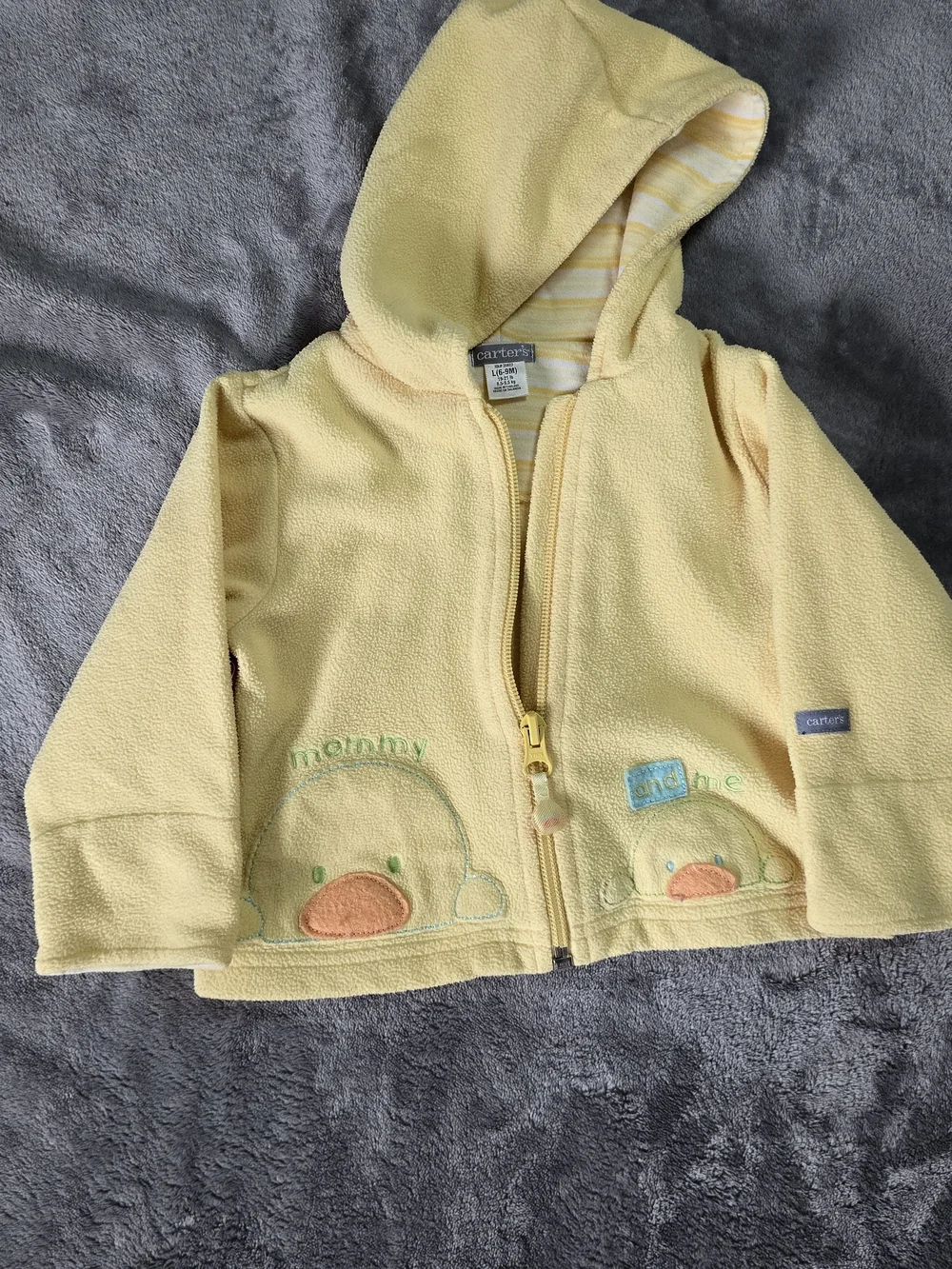 Vintage Carter's Yellow Hooded Baby Jacket with Duck Embroidery 1990s
